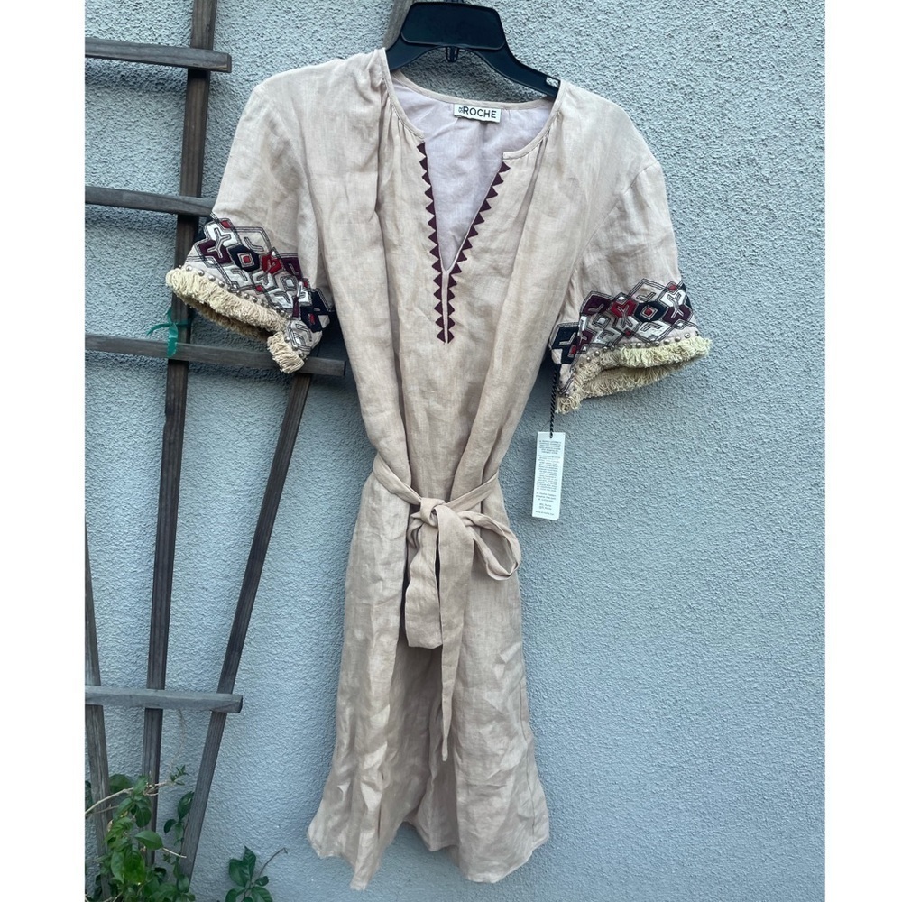 St. Roche Femi Geometric Embroidered Linen Dress New with Tags! NWT!